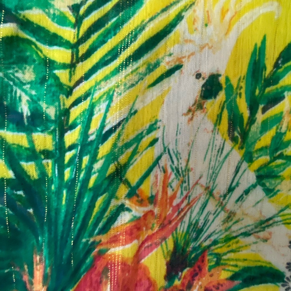 NINE WEST Bright Colorful Metallic Boho Floral Kimono Coverup With Tassles Sz OS - Picture 4 of 6